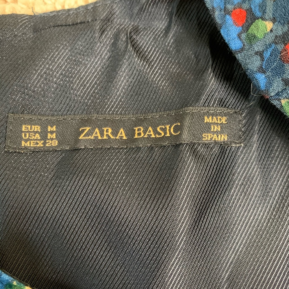 Zara Basic Medium Blue Multicolor Dots Sleeveless… - image 6